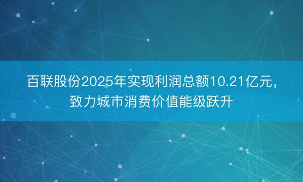 百联股份2025年实现利润总额10.21亿元，致力城市消费价值能级跃升