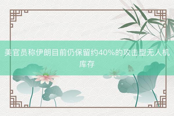 美官员称伊朗目前仍保留约40%的攻击型无人机库存