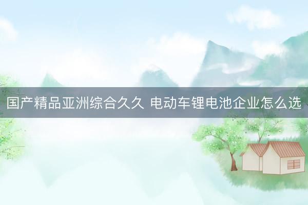 国产精品亚洲综合久久 电动车锂电池企业怎么选