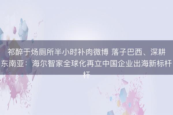 祁醉于炀厕所半小时补肉微博 落子巴西、深耕东南亚：海尔智家全球化再立中国企业出海新标杆