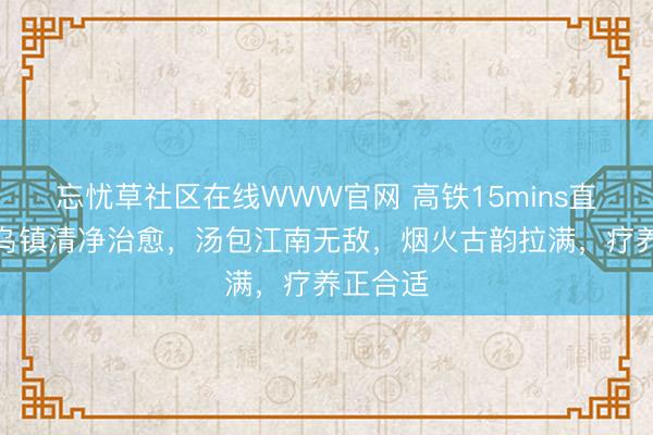 忘忧草社区在线WWW官网 高铁15mins直达!比乌镇清净治愈,汤包江南无敌,烟火古韵拉满,疗养正合适