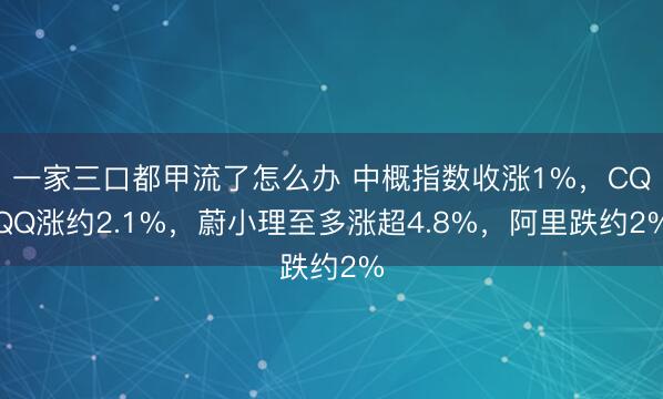一家三口都甲流了怎么办 中概指数收涨1%，CQQQ涨约2.1%，蔚小理至多涨超4.8%，阿里跌约2%