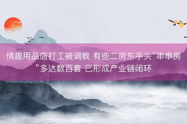 情趣用品店打工被调教 有些二房东手头“串串房”多达数百套 已形成产业链闭环