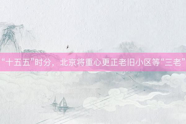 “十五五”时分，北京将重心更正老旧小区等“三老”