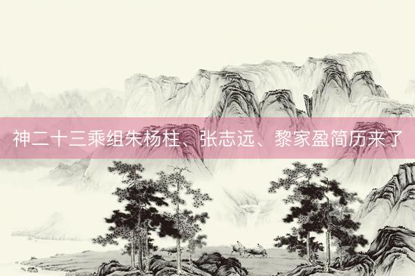 神二十三乘组朱杨柱、张志远、黎家盈简历来了