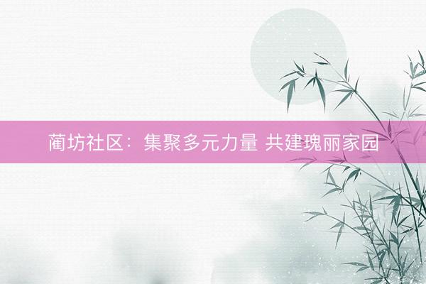 蔺坊社区：集聚多元力量 共建瑰丽家园