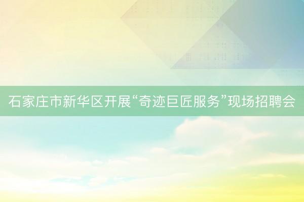 石家庄市新华区开展“奇迹巨匠服务”现场招聘会