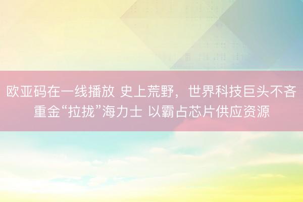 欧亚码在一线播放 史上荒野，世界科技巨头不吝重金“拉拢”海力士 以霸占芯片供应资源