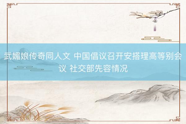 武媚娘传奇同人文 中国倡议召开安搭理高等别会议 社交部先容情况