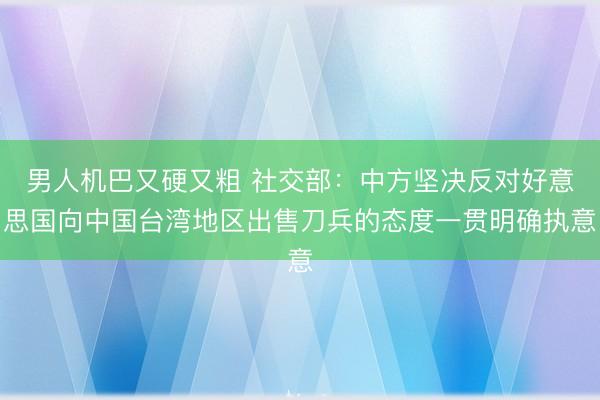 男人机巴又硬又粗 社交部：中方坚决反对好意思国向中国台湾地区出售刀兵的态度一贯明确执意