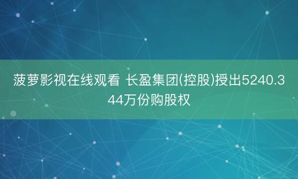 菠萝影视在线观看 长盈集团(控股)授出5240.344万份购股权