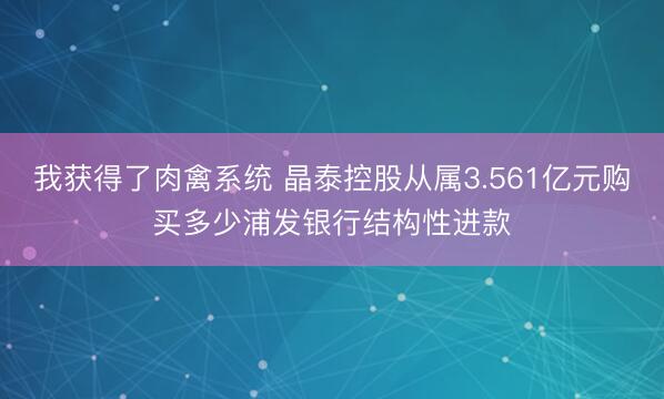 我获得了肉禽系统 晶泰控股从属3.561亿元购买多少浦发银行结构性进款