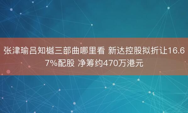 张津瑜吕知樾三部曲哪里看 新达控股拟折让16.67%配股 净筹约470万港元