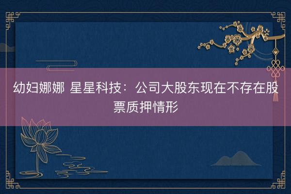 幼妇娜娜 星星科技：公司大股东现在不存在股票质押情形