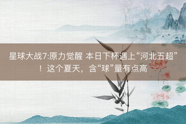 星球大战7:原力觉醒 本日下杯遇上“河北五超”!这个夏天,含“球”量有点高