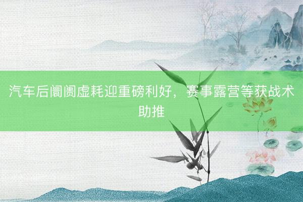 汽车后阛阓虚耗迎重磅利好，赛事露营等获战术助推